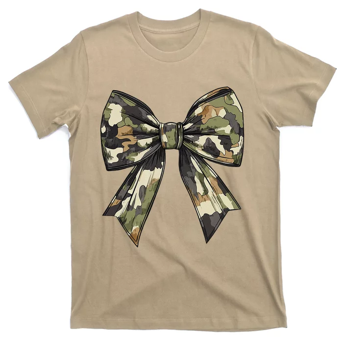 Camouflage Old Camo Bow Camo Coquette Bow Hunting Women Girl T-Shirt