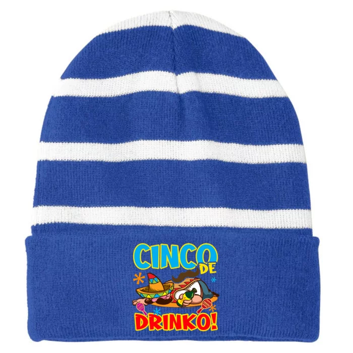 Cinco O Crew Design Cinco De Mayo Meaningful Gift Striped Beanie with Solid Band