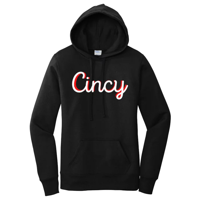 Cincinnati Ohio Classic Red Script Cincy City vacation gift Women's Pullover Hoodie