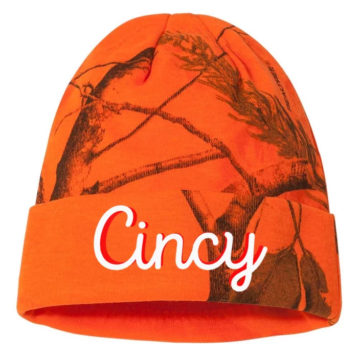 Cincinnati Ohio Classic Red Script Cincy City vacation gift Kati - 12in Camo Beanie