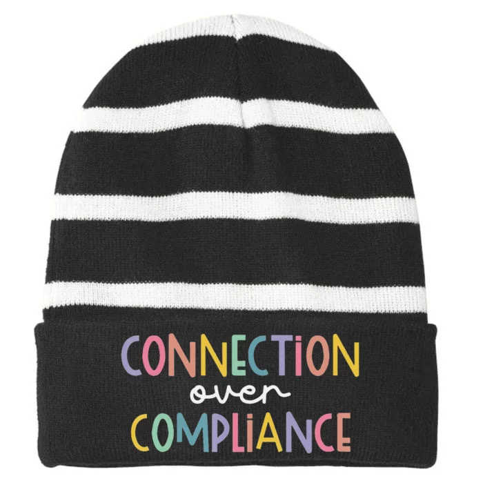 Connection Over Compliance Autism Awareness Month Striped Beanie with Solid Band