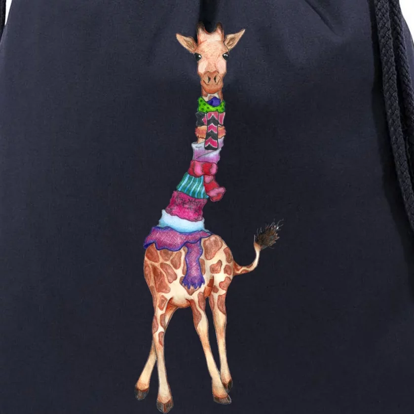 Cold Outside Cute Giraffe Illustration Drawstring Bag