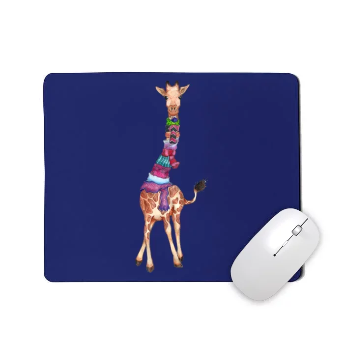 Cold Outside Cute Giraffe Illustration Mousepad