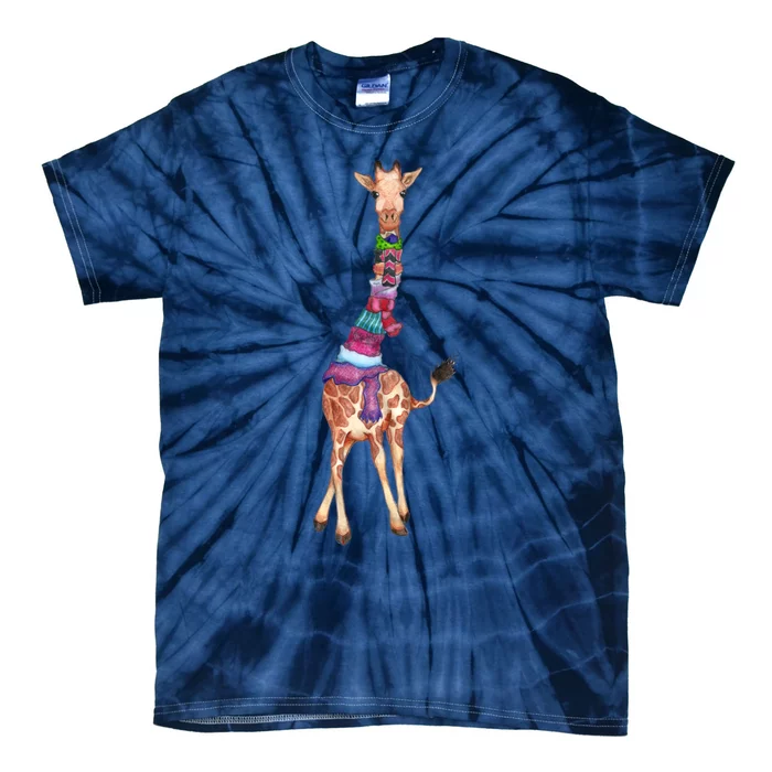 Cold Outside Cute Giraffe Illustration Tie-Dye T-Shirt