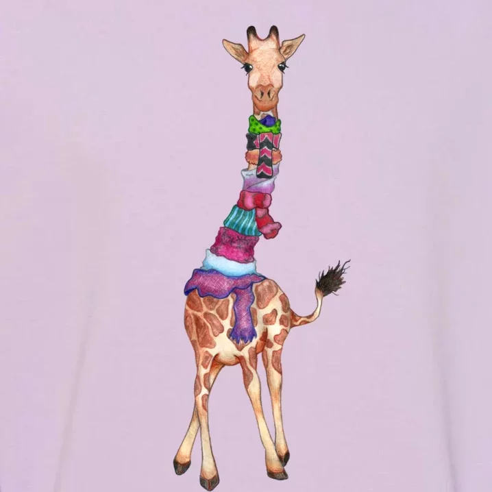 Cold Outside Cute Giraffe Illustration Garment-Dyed Sweatshirt