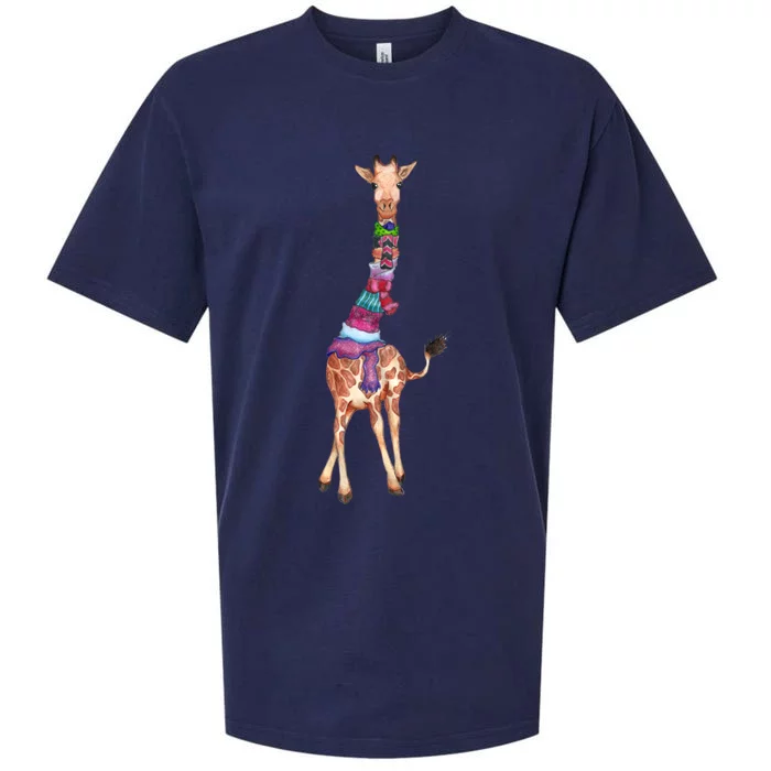 Cold Outside Cute Giraffe Illustration Sueded Cloud Jersey T-Shirt