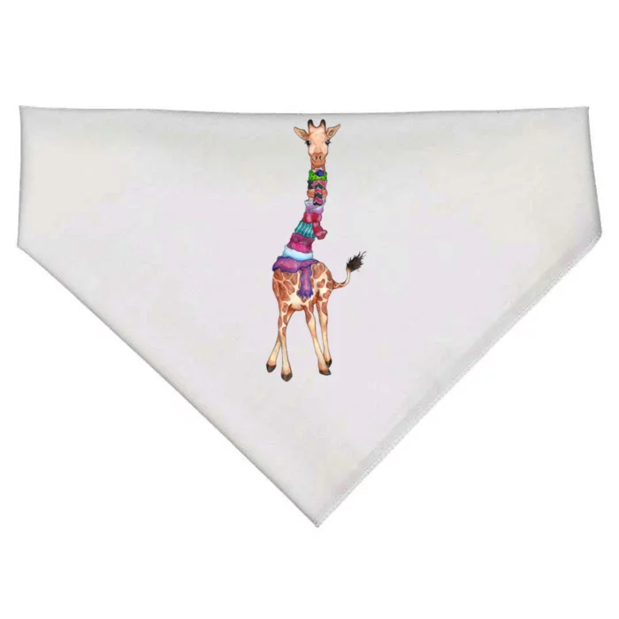 Cold Outside Cute Giraffe Illustration USA-Made Doggie Bandana