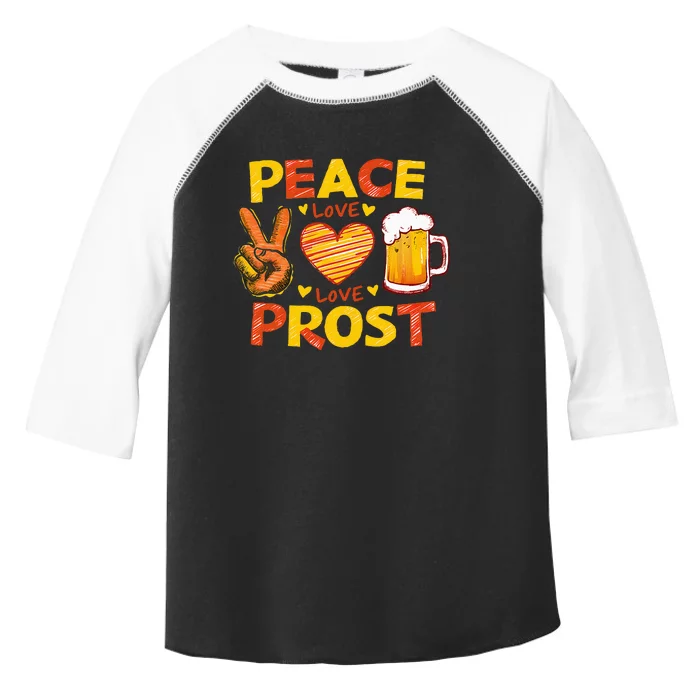 Cute Oktoberfest Costume Peace Love Prost Prost Oktoberfest Toddler Fine Jersey T-Shirt