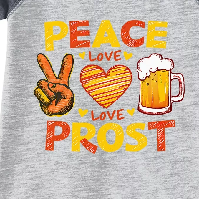 Cute Oktoberfest Costume Peace Love Prost Prost Oktoberfest Infant Baby Jersey Bodysuit