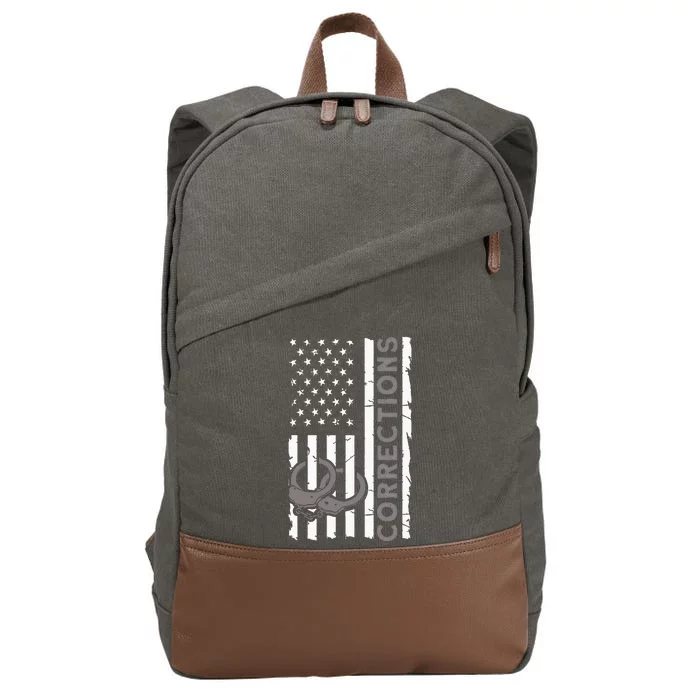 Correctional Officer Corrections Thin Silver Line Cotton Canvas Backpack