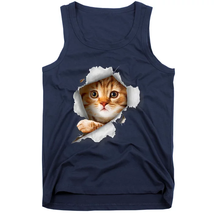 Cat, Orange Cat, Cat Torn Cloth, Kitten Tank Top