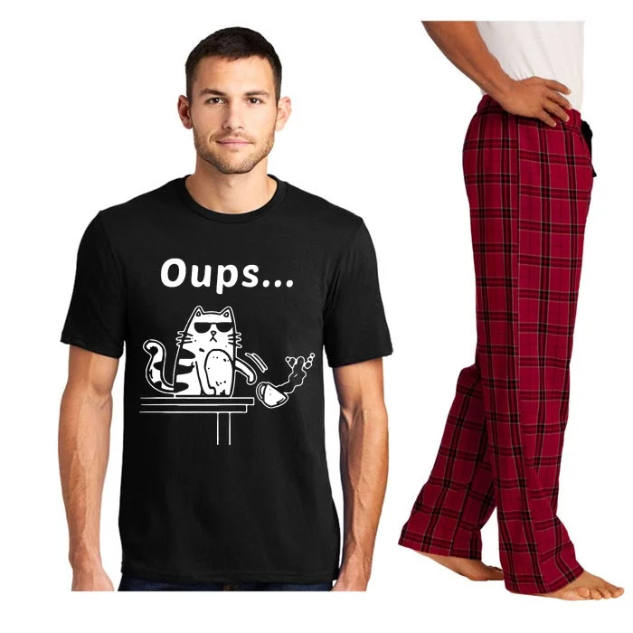 Cat Oups Coffee Funny Cool Cat With Sunglasses Pajama Set