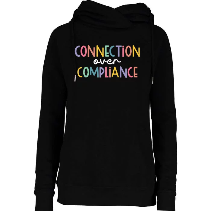 Connection Over Compliance Autism Awareness Month Womens Funnel Neck Pullover Hood