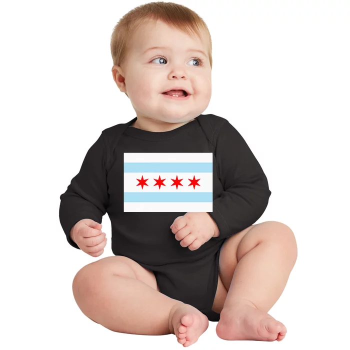 City Of Chicago Illinois Flag Windy City Baby Long Sleeve Bodysuit