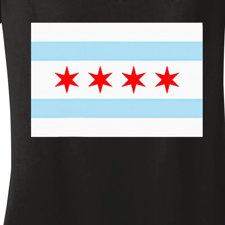 City Of Chicago Illinois Flag Windy City Women's V-Neck T-Shirt