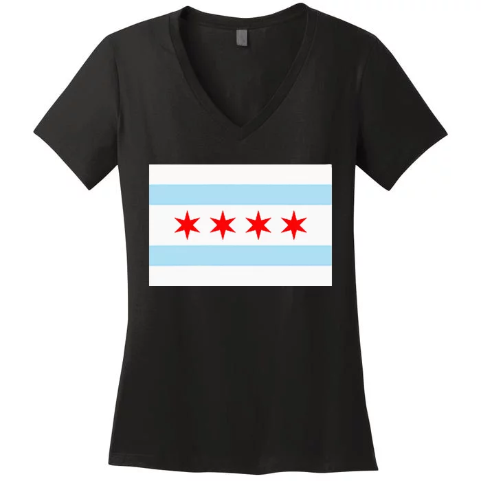 City Of Chicago Illinois Flag Windy City Women's V-Neck T-Shirt