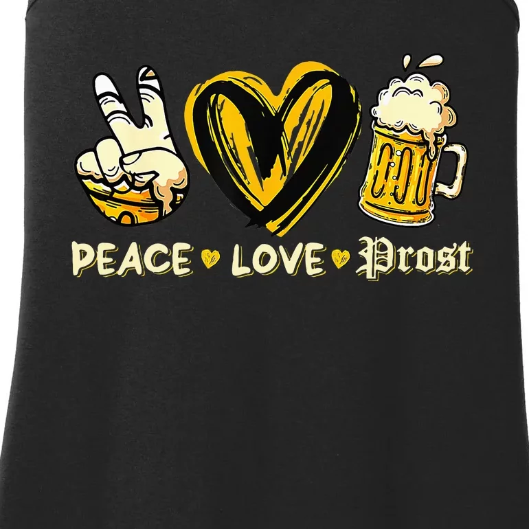 Cute Oktoberfest Costume Peace Love Prost Prost Oktoberfest Ladies Essential Tank