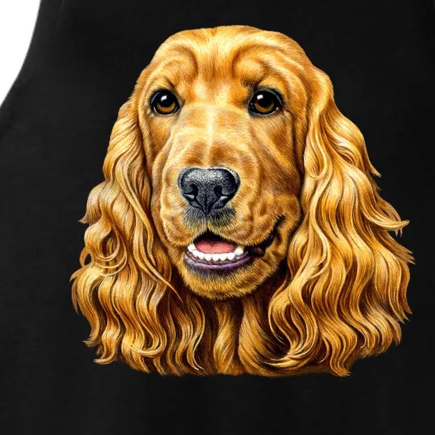 Cocker Spaniel Face Ladies Tri-Blend Wicking Tank