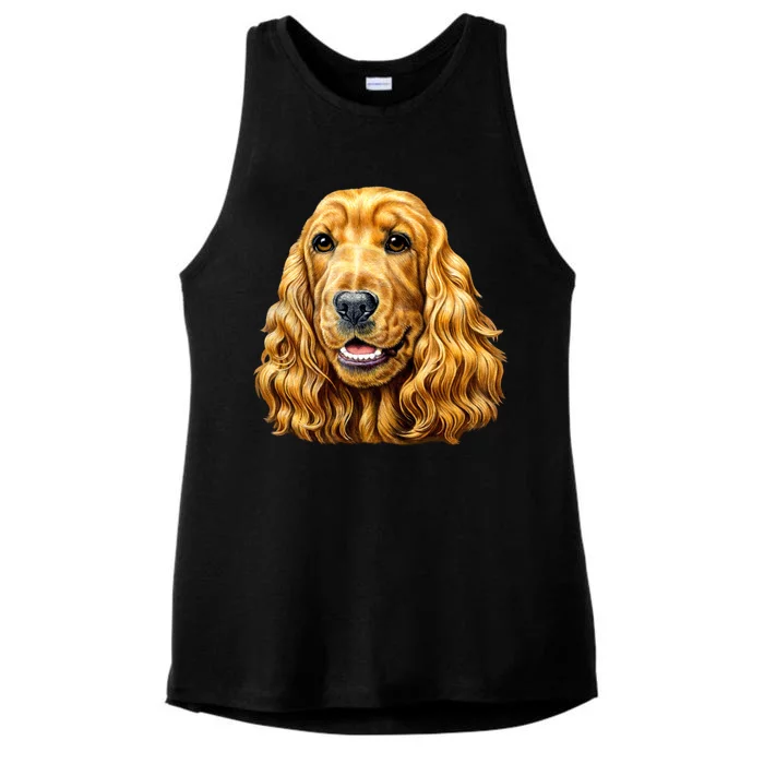 Cocker Spaniel Face Ladies Tri-Blend Wicking Tank