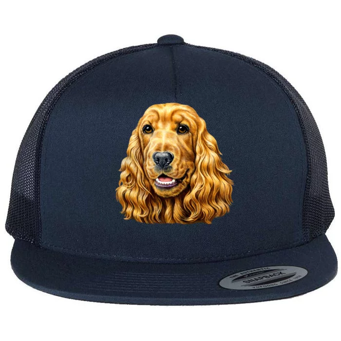 Cocker Spaniel Face Flat Bill Trucker Hat