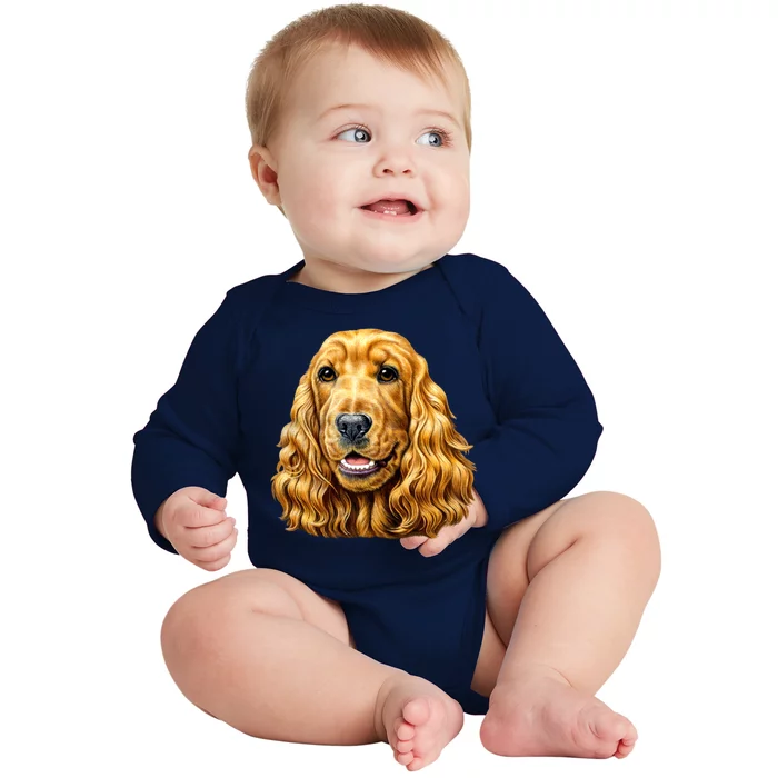 Cocker Spaniel Face Baby Long Sleeve Bodysuit