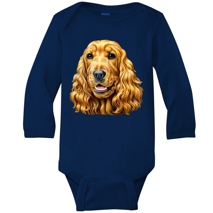 Cocker Spaniel Face Baby Long Sleeve Bodysuit