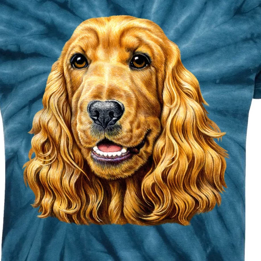 Cocker Spaniel Face Kids Tie-Dye T-Shirt