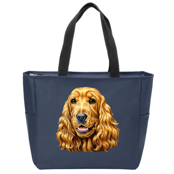 Cocker Spaniel Face Zip Tote Bag