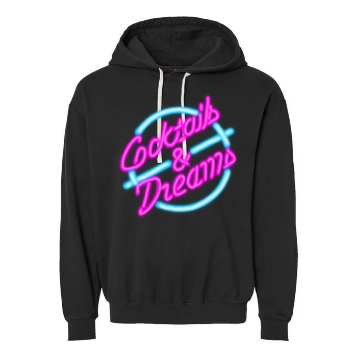 Cocktails And Dreams Retro 80s Garment-Dyed Fleece Hoodie