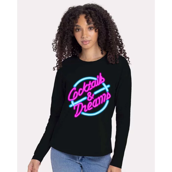 Cocktails And Dreams Retro 80s Womens Cotton Relaxed Long Sleeve T-Shirt