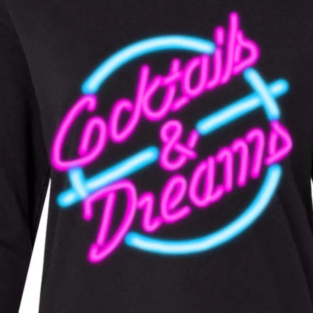 Cocktails And Dreams Retro 80s Womens Cotton Relaxed Long Sleeve T-Shirt