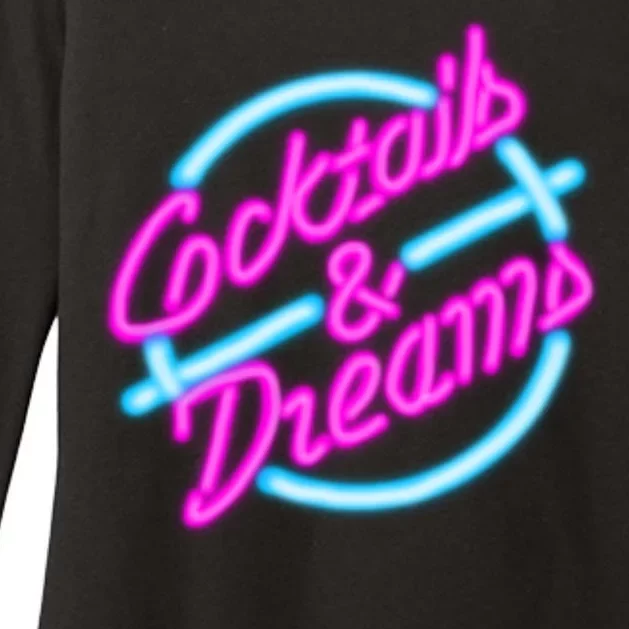 Cocktails And Dreams Retro 80s Womens CVC Long Sleeve Shirt