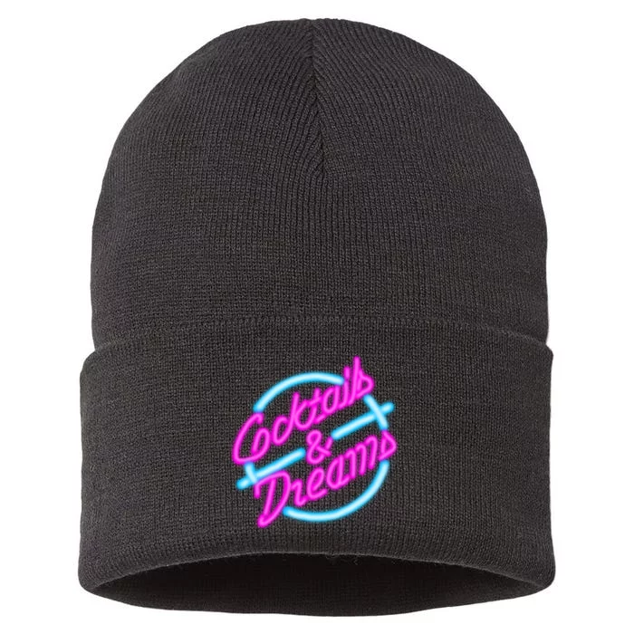 Cocktails And Dreams Retro 80s Sustainable Knit Beanie