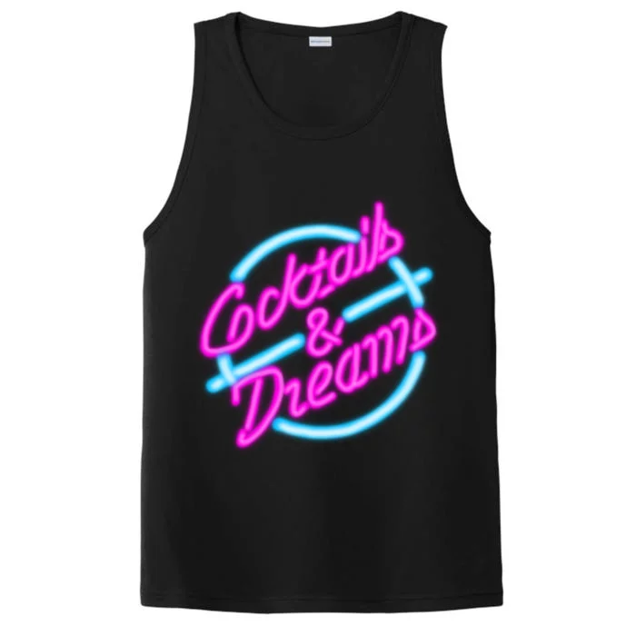 Cocktails And Dreams Retro 80s Performance Tank