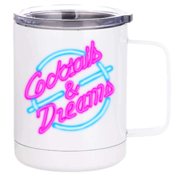 Cocktails And Dreams Retro 80s Front & Back 12oz Stainless Steel Tumbler Cup