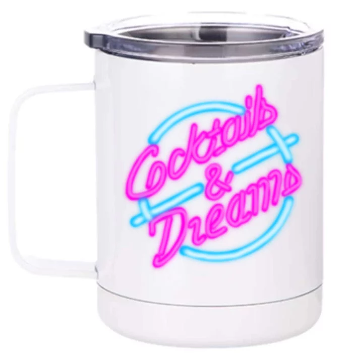 Cocktails And Dreams Retro 80s Front & Back 12oz Stainless Steel Tumbler Cup