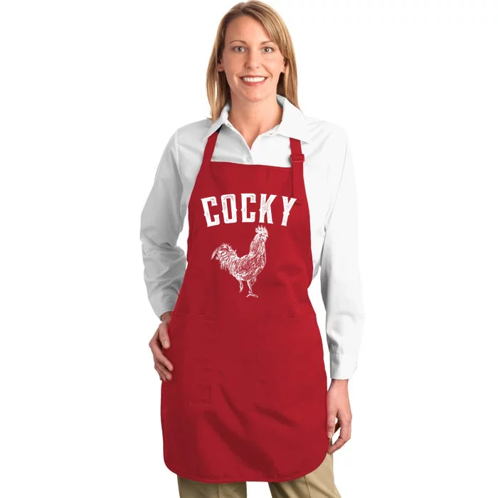 Cocky Rooster Full-Length Apron With Pocket