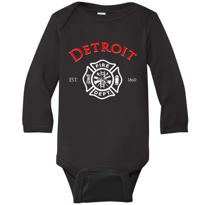 City of Detroit Fire Rescue Michigan Firefighter Baby Long Sleeve Bodysuit