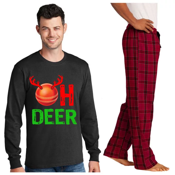 Cricket Oh Deer Meaningful Gift Funny Christmas Reindeer Long Sleeve Pajama Set