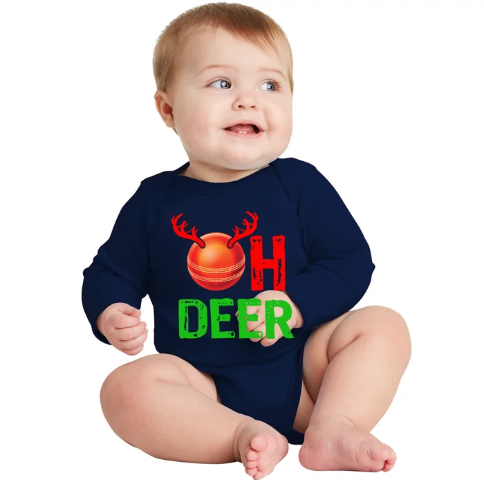 Cricket Oh Deer Meaningful Gift Funny Christmas Reindeer Baby Long Sleeve Bodysuit