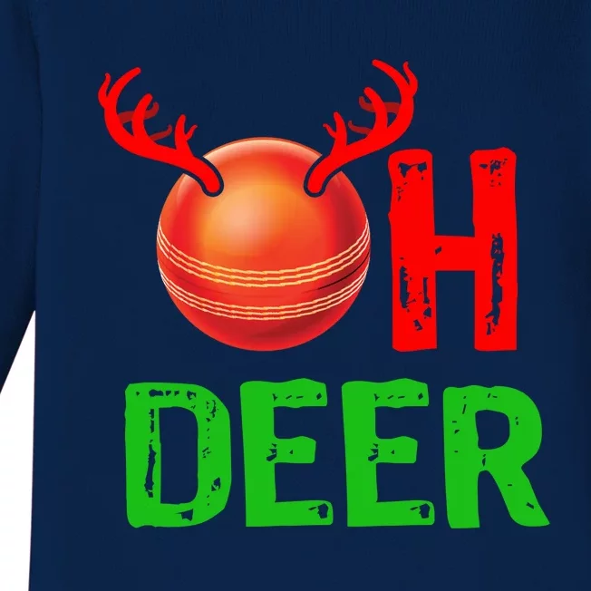 Cricket Oh Deer Meaningful Gift Funny Christmas Reindeer Baby Long Sleeve Bodysuit