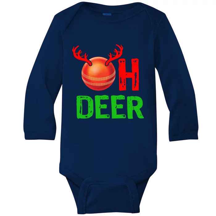 Cricket Oh Deer Meaningful Gift Funny Christmas Reindeer Baby Long Sleeve Bodysuit