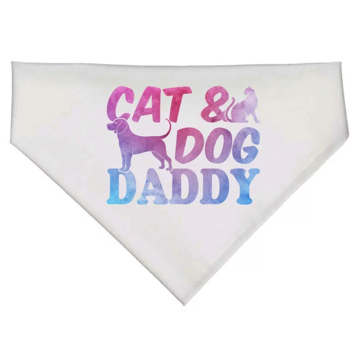 Cat Owner Dog Owner Daddy Cat Lover Gift Cat And Dog Daddy Gift USA-Made Doggie Bandana