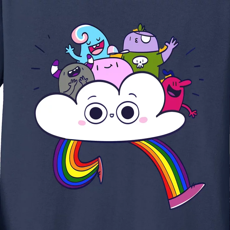 Cloud Of Diversity Rainbow Cute LGBT Q Kids Long Sleeve Shirt