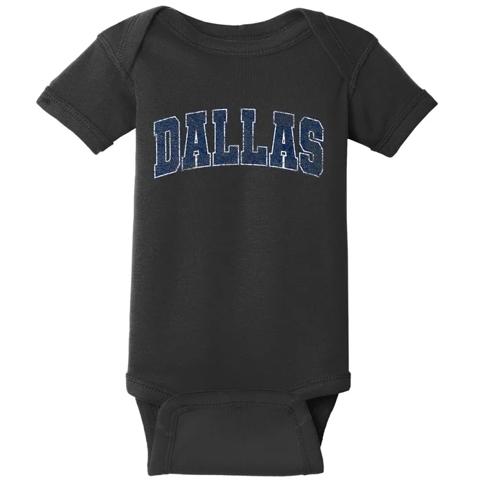 City Of Dallas Texas Varsity Style Distressed Design Baby Bodysuit