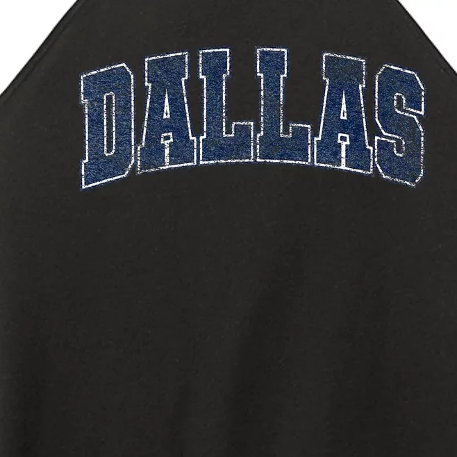 City Of Dallas Texas Varsity Style Distressed Design Women’s Perfect Tri Rocker Tank