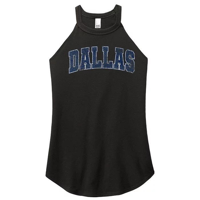 City Of Dallas Texas Varsity Style Distressed Design Women’s Perfect Tri Rocker Tank