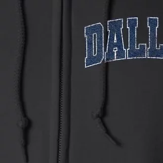 City Of Dallas Texas Varsity Style Distressed Design Full Zip Hoodie