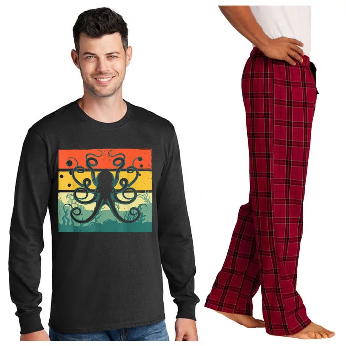 Cool Octopus Design For Men Women Vintage Octopus Lover Long Sleeve Pajama Set