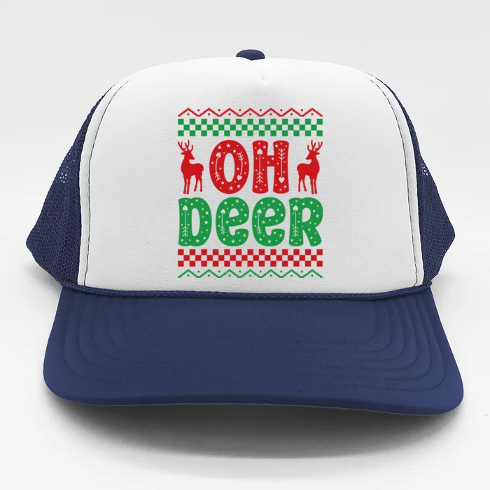 Cool Oh Deer Christmas Sweater Trucker Hat